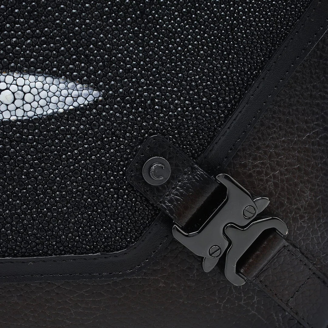BOC28MA - Cuadra Black Casual Fashion Stingray Bag for Men / Women