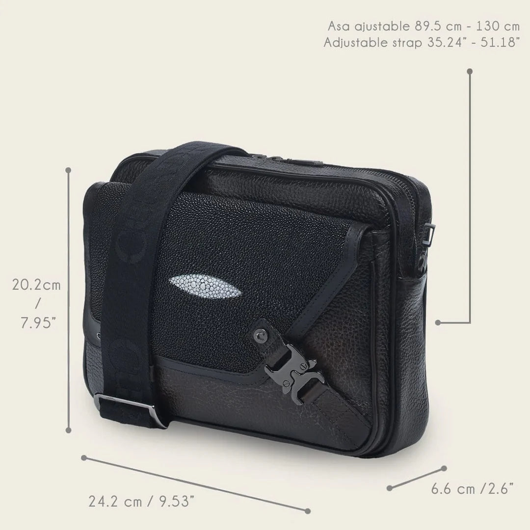 BOC28MA - Cuadra Black Casual Fashion Stingray Bag for Men / Women