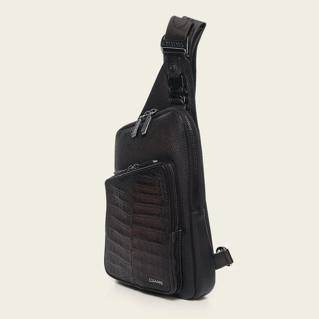 BOC44FY - Cuadra Brown Casual Caiman Leather Bag for Men