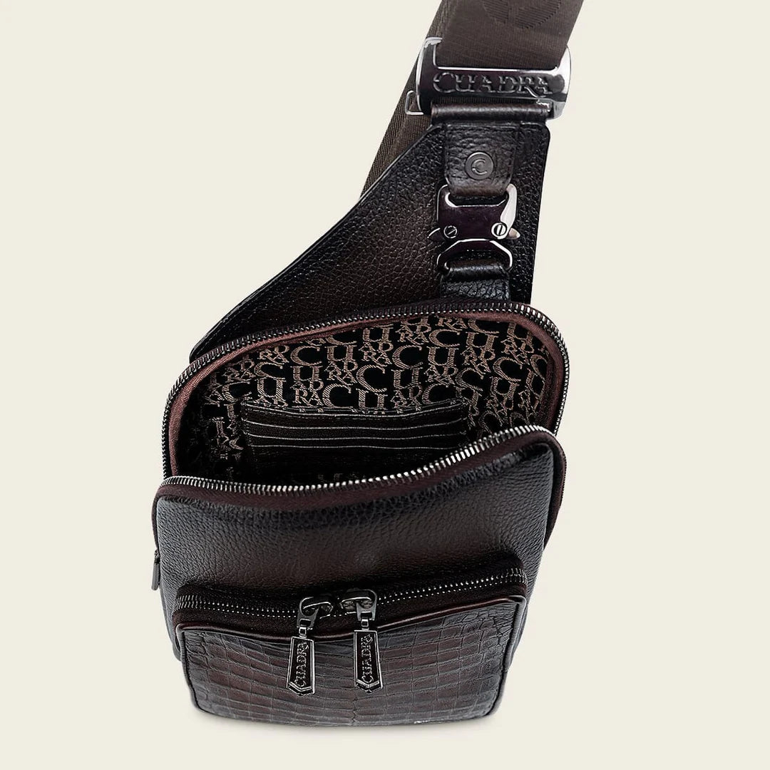 BOC44FY - Cuadra Brown Casual Caiman Leather Bag for Men