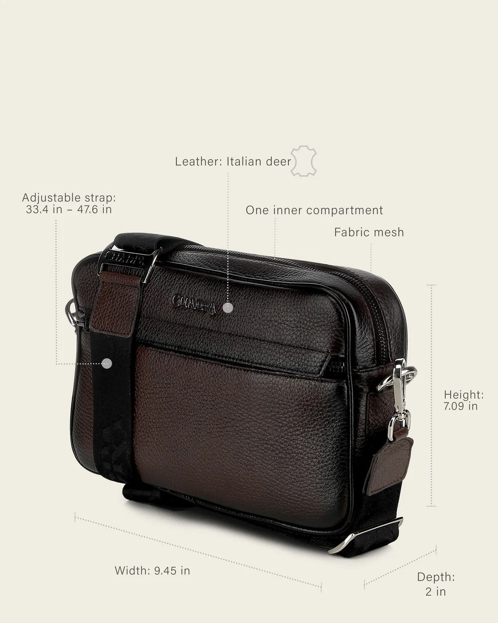 BOC45VE - Cuadra Brown Casual Fashion Leather Bag for Men / Women
