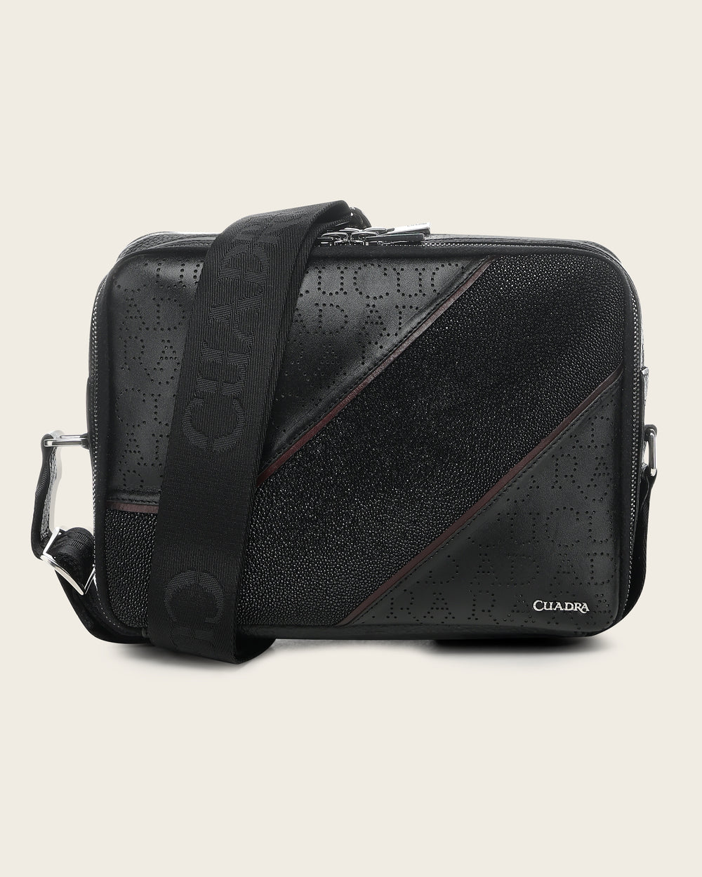 BOC48MA - Cuadra Black Casual Fashion Stingray Crossbody Messenger Bag