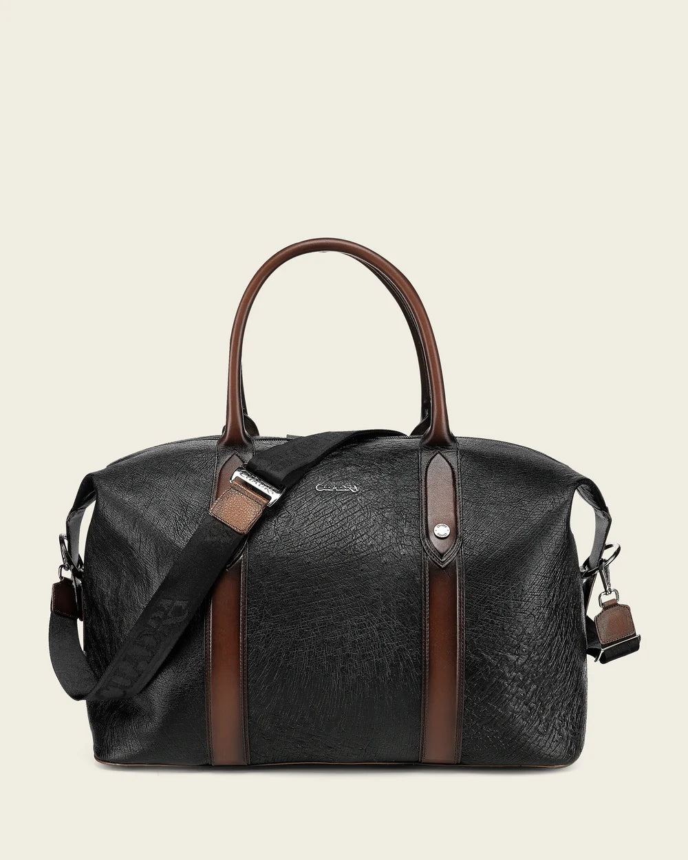 BOC52AV - Cuadra Black Casual Fashion Ostrich Duffle Bag for Men /