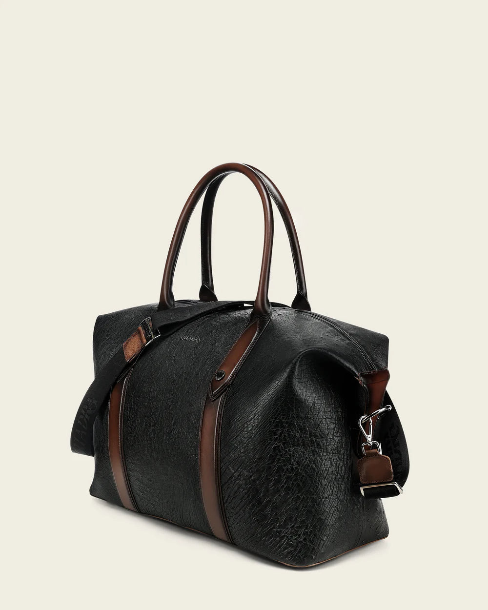 BOC52AV - Cuadra Black Casual Fashion Ostrich Duffle Bag for Men /