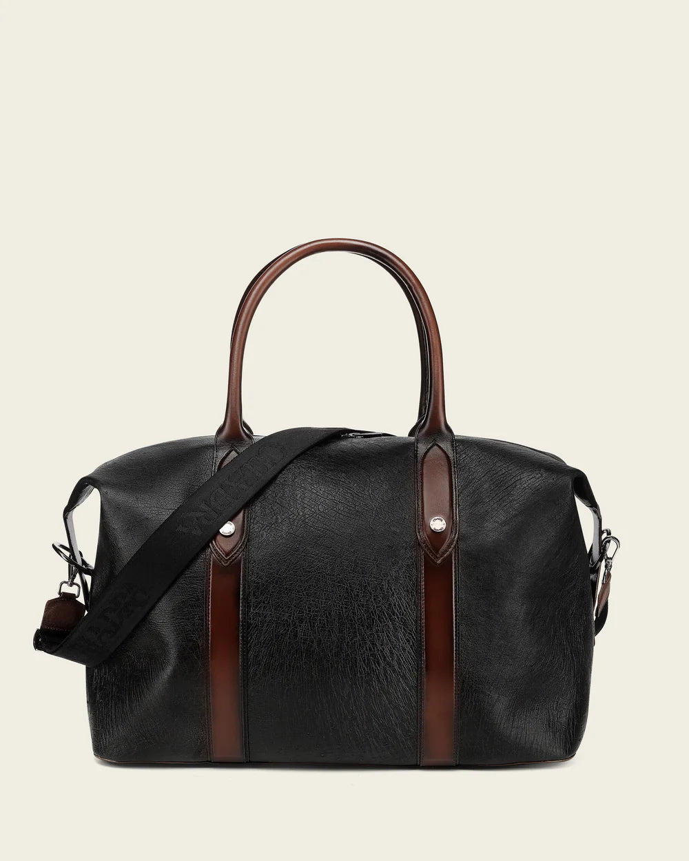 BOC52AV - Cuadra Black Casual Fashion Ostrich Duffle Bag for Men /