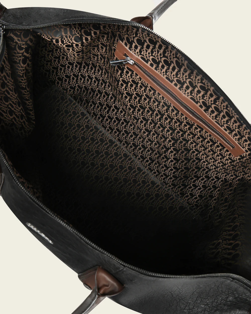 BOC52AV - Cuadra Black Casual Fashion Ostrich Duffle Bag for Men /