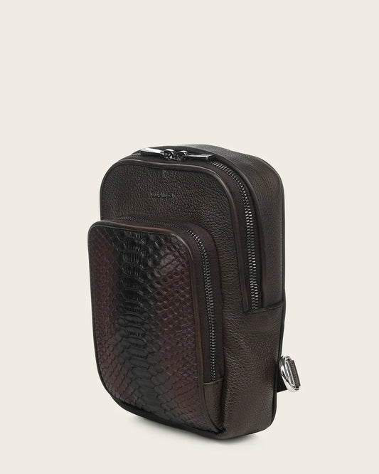 BOC54PH - Cuadra brown casual fashion python crossbody sling bag for men