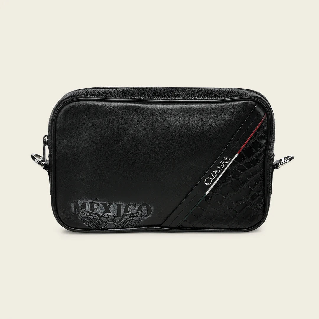 BOC62AL - Cuadra black alligator leather bag