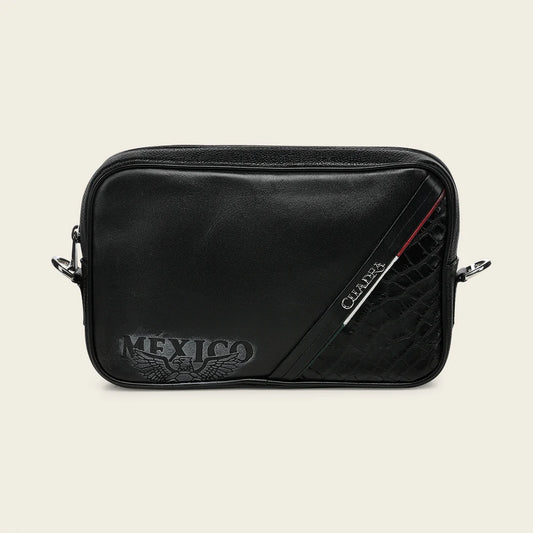 BOC62AL - Cuadra black alligator leather bag