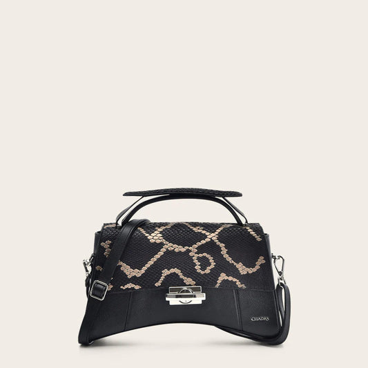 BOD0CPH - Cuadra black dress fashion python handbag for women