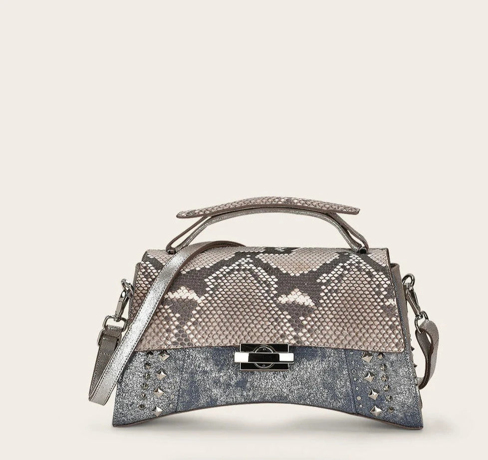 BOD0FPH - Cuadra Silver Dress Fashion Python Handbag for Women