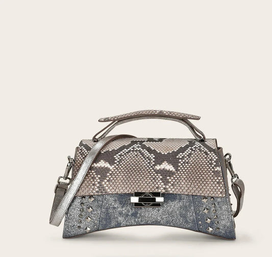 BOD0FPH - Cuadra Silver Dress Fashion Python Handbag for Women