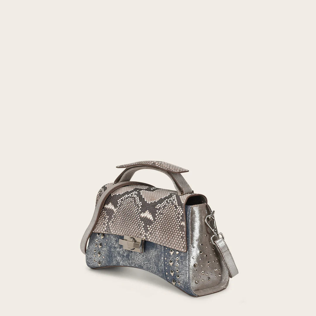 BOD0FPH - Cuadra Silver Dress Fashion Python Handbag for Women