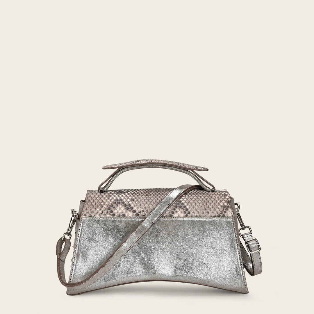 BOD0FPH - Cuadra Silver Dress Fashion Python Handbag for Women