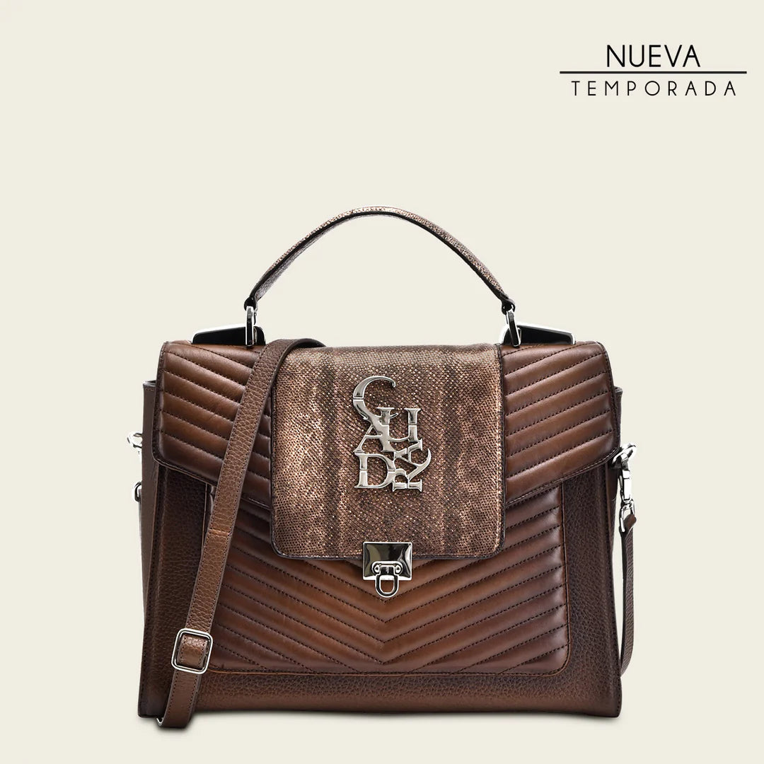BOD0WCR - Cuadra Honey Casual Western Carunga Snakeskin Handles Bag