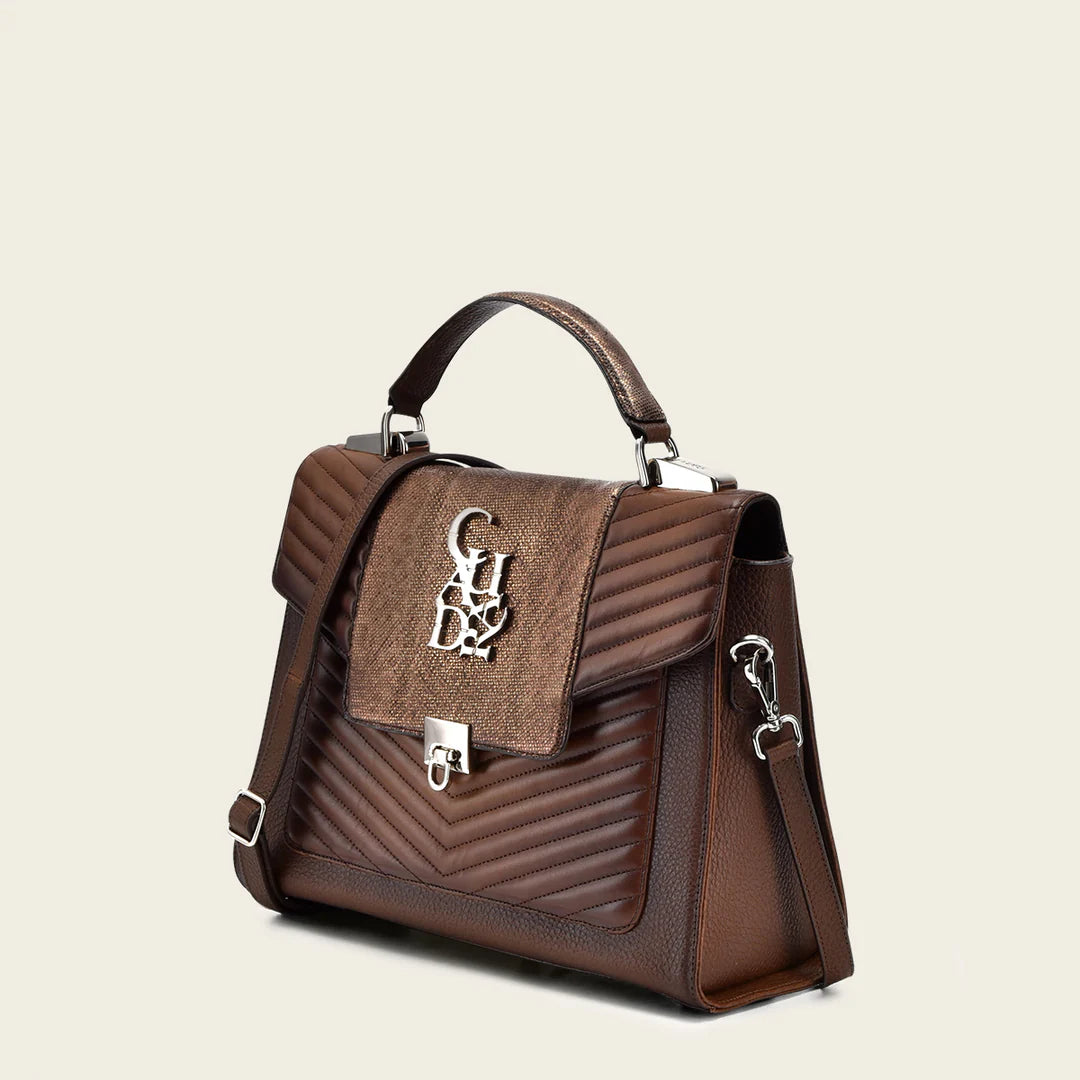 BOD0WCR - Cuadra Honey Casual Western Carunga Snakeskin Handles Bag