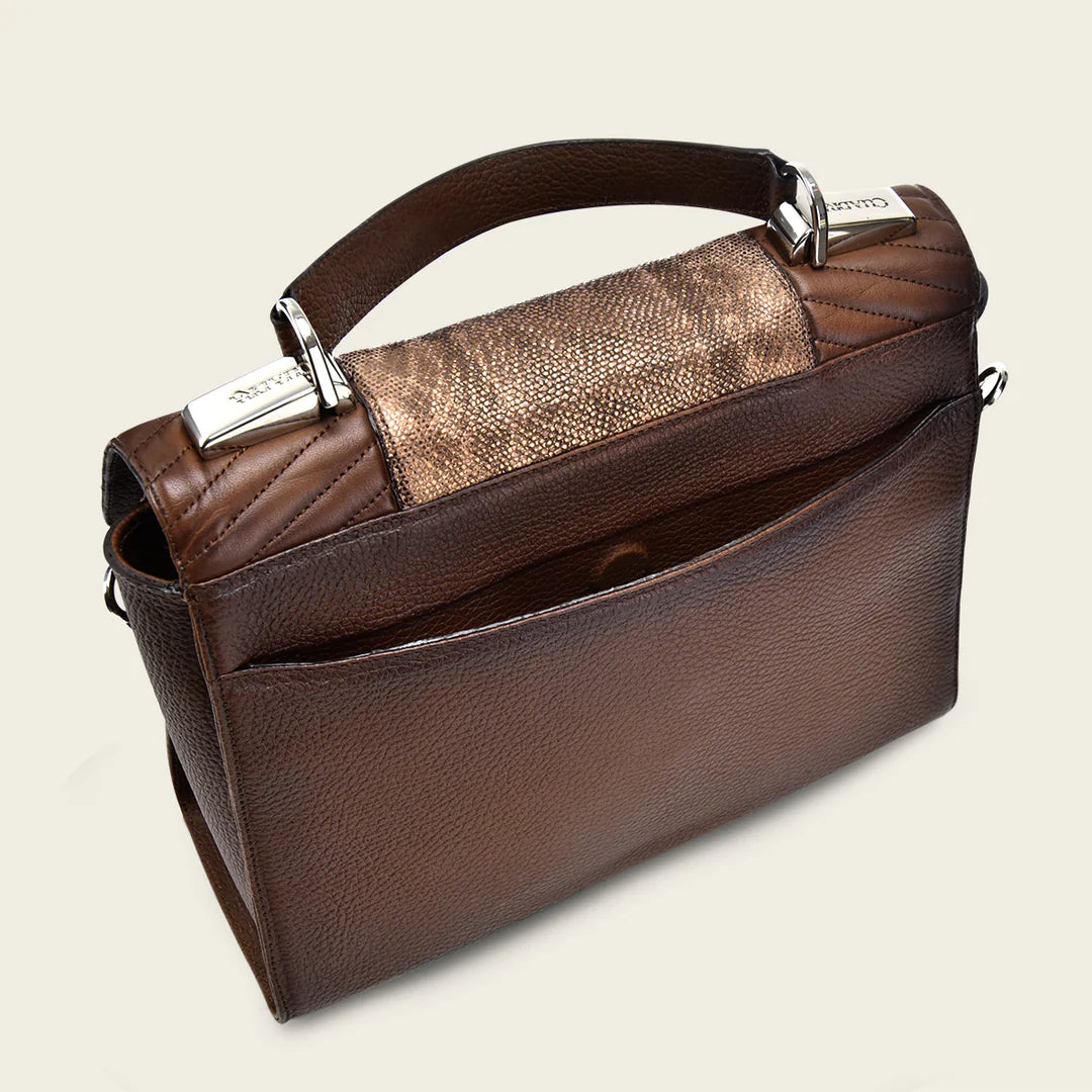 BOD0WCR - Cuadra Honey Casual Western Carunga Snakeskin Handles Bag