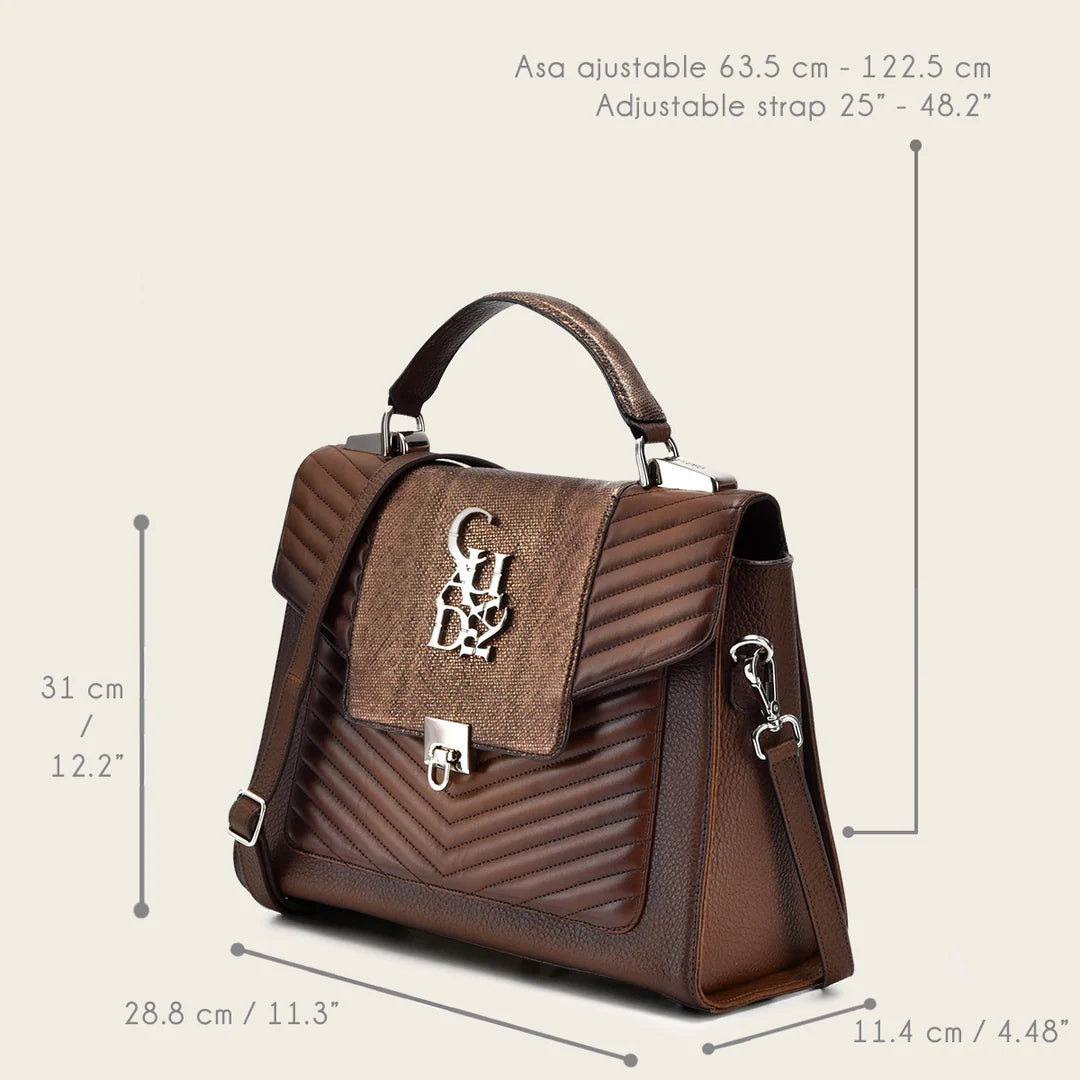 BOD0WCR - Cuadra Honey Casual Western Carunga Snakeskin Handles Bag