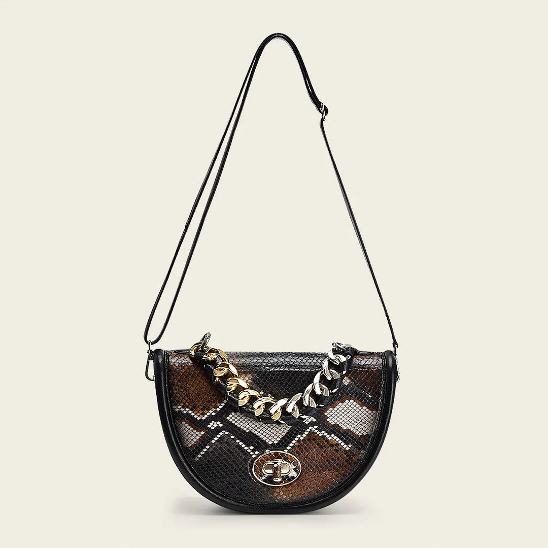 BOD1BPH - Cuadra Black Dress Fashion Python Handbag for Women