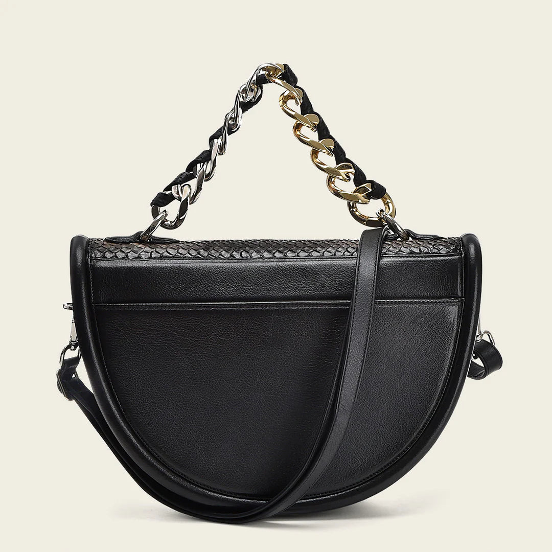 BOD1BPH - Cuadra Black Dress Fashion Python Handbag for Women