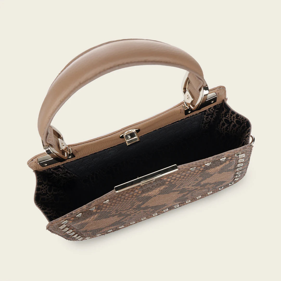 BOD1TPH - Cuadra Brown Casual Fashion Python Handbag for Women