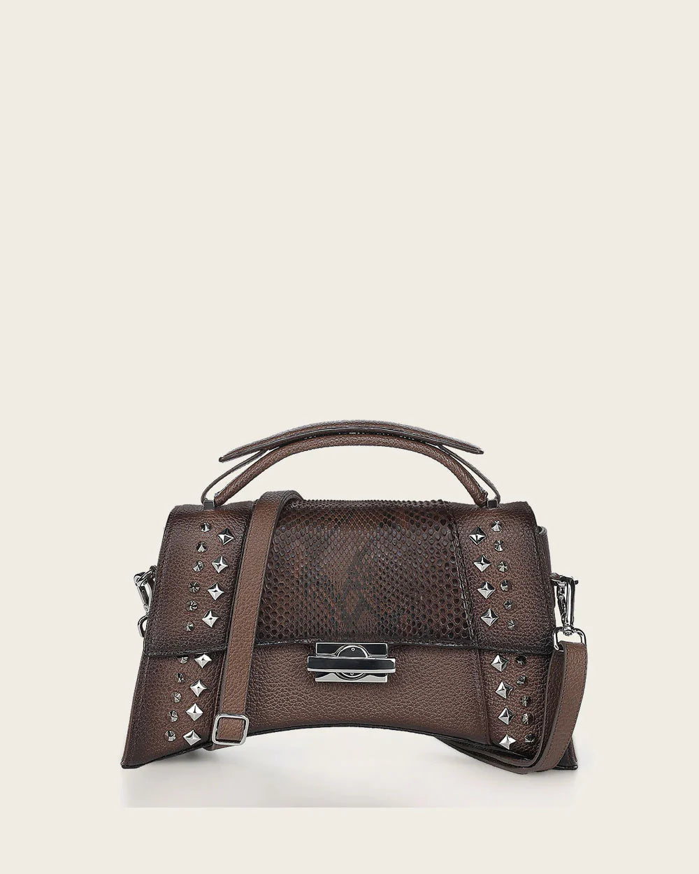 BOD1VPH - Cuadra brown python skin shoulder bag for women