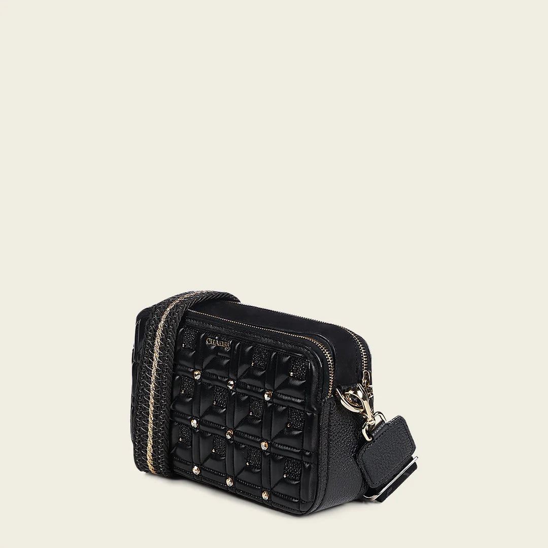 BOD2BMA - Cuadra Black Dress Fashion Stingray Shoulder Bag for Women