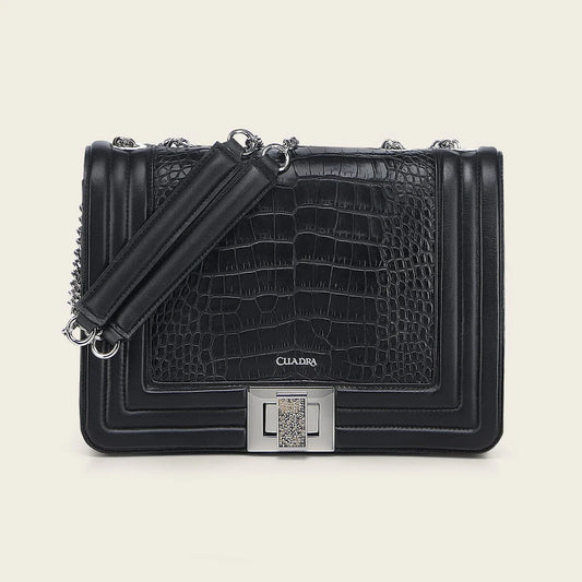 BOD3EAL - Cuadra Black Dress Fashion Alligator Leather Purse for Women