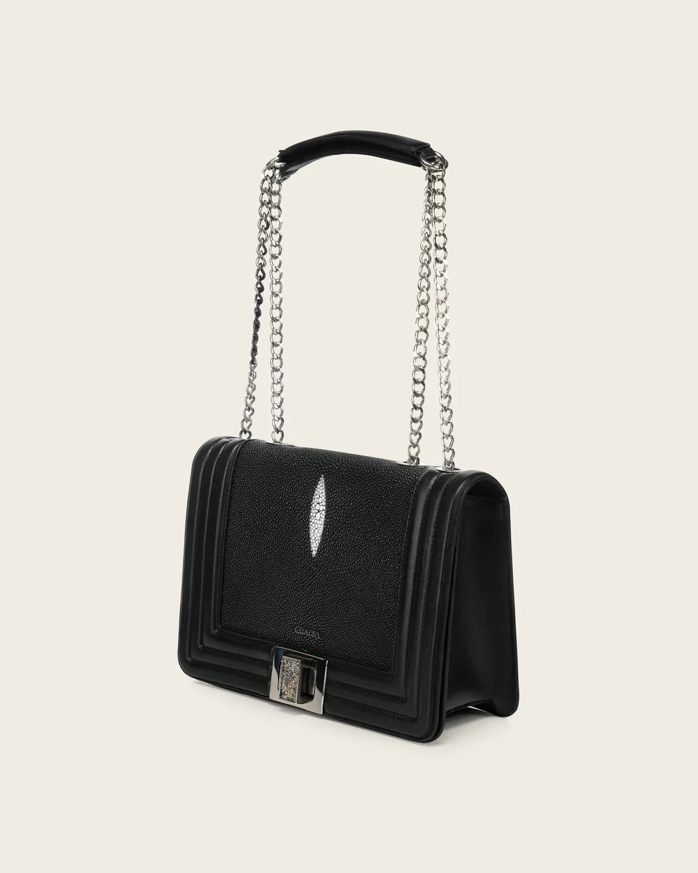 BOD3EMA - Cuadra Black Stingray Crystal Shoulder Bag for Women