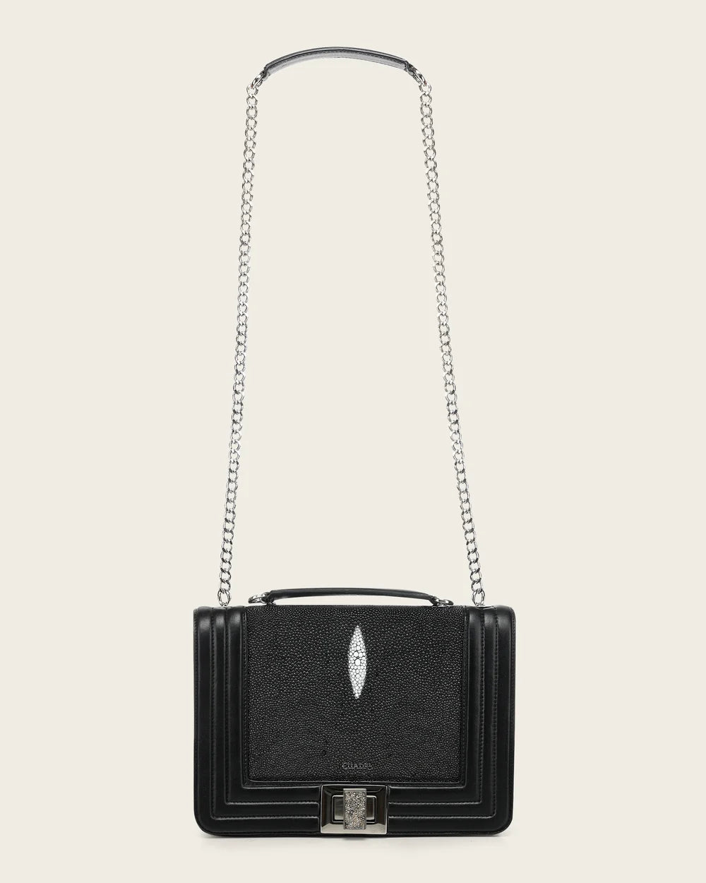 BOD3EMA - Cuadra Black Stingray Crystal Shoulder Bag for Women