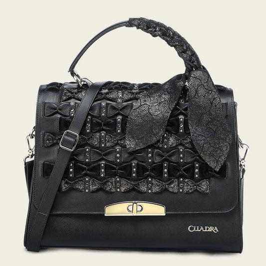 BOD3MRS - Cuadra black dress fashion leather purse for women