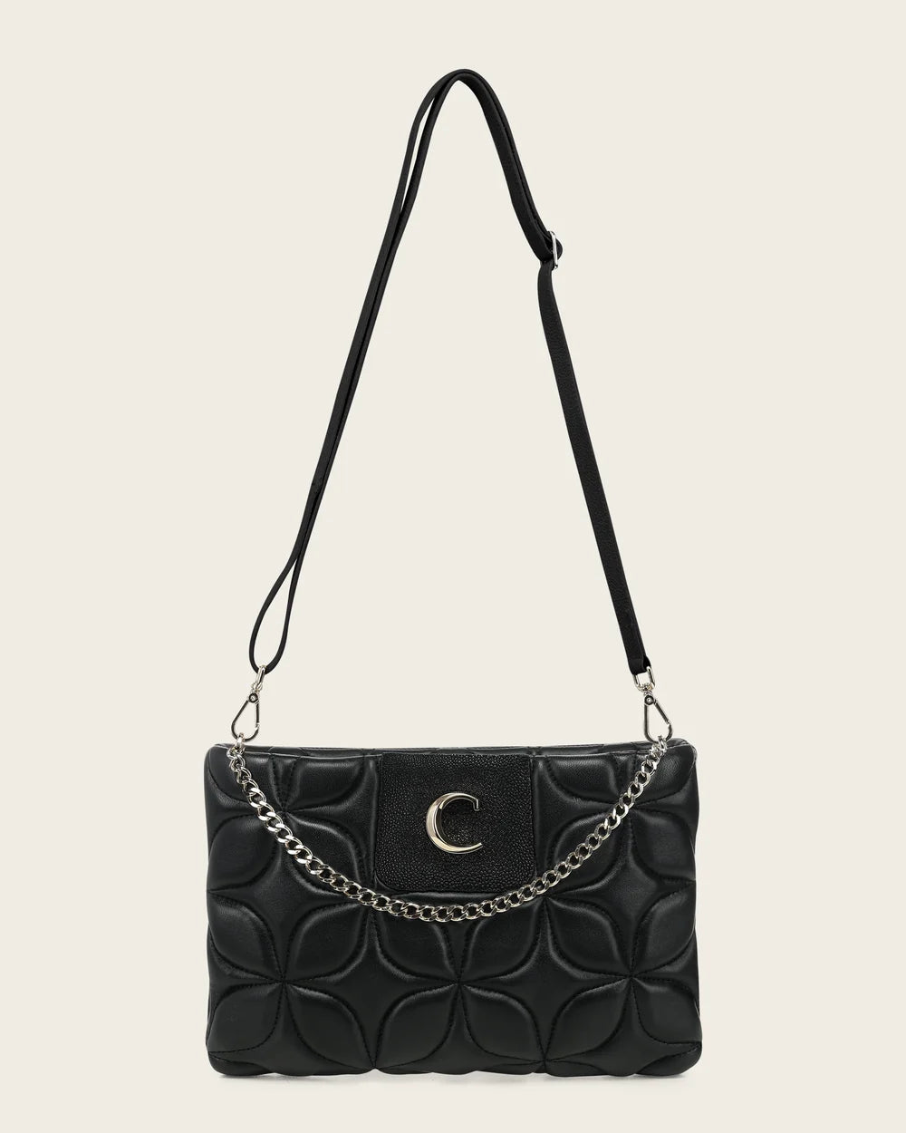 BOD3NMA - Cuadra Black Quilted Stingray Crossbody Bag for Women