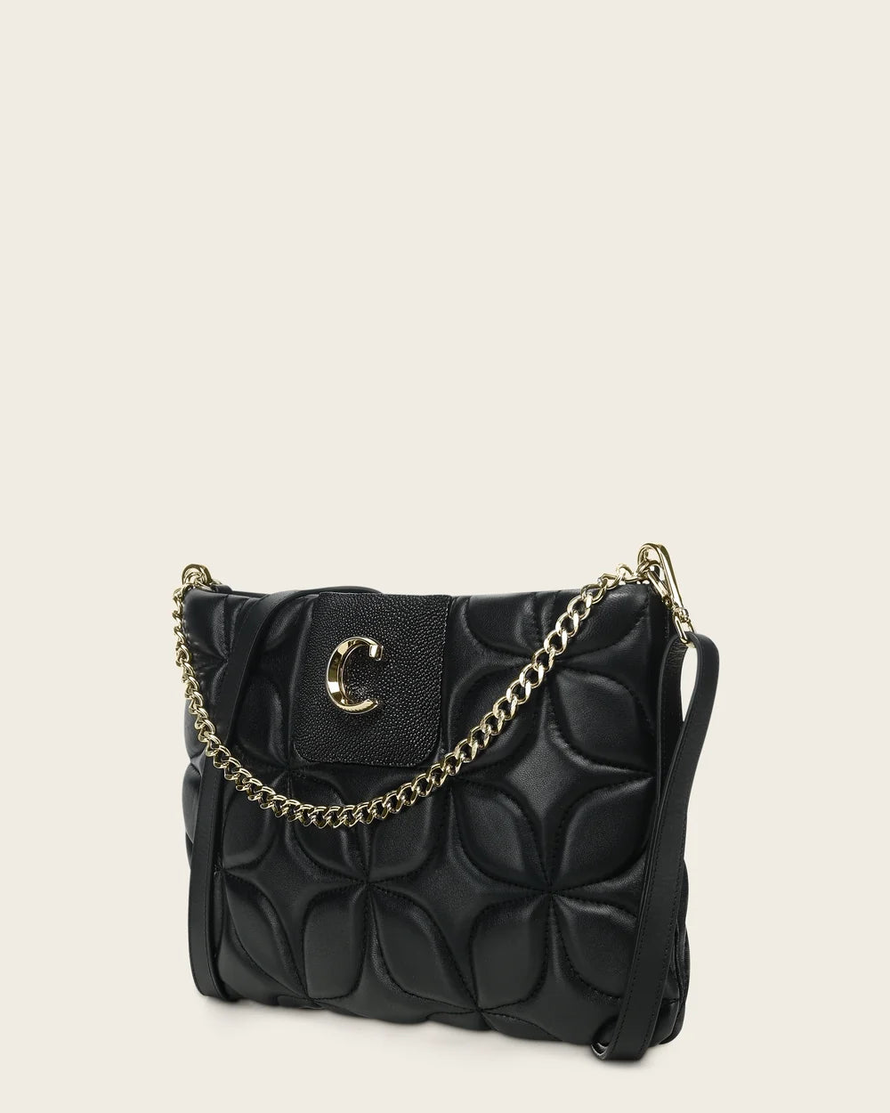 BOD3NMA - Cuadra Black Quilted Stingray Crossbody Bag for Women