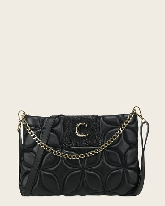 BOD3NMA - Cuadra Black Quilted Stingray Crossbody Bag for Women