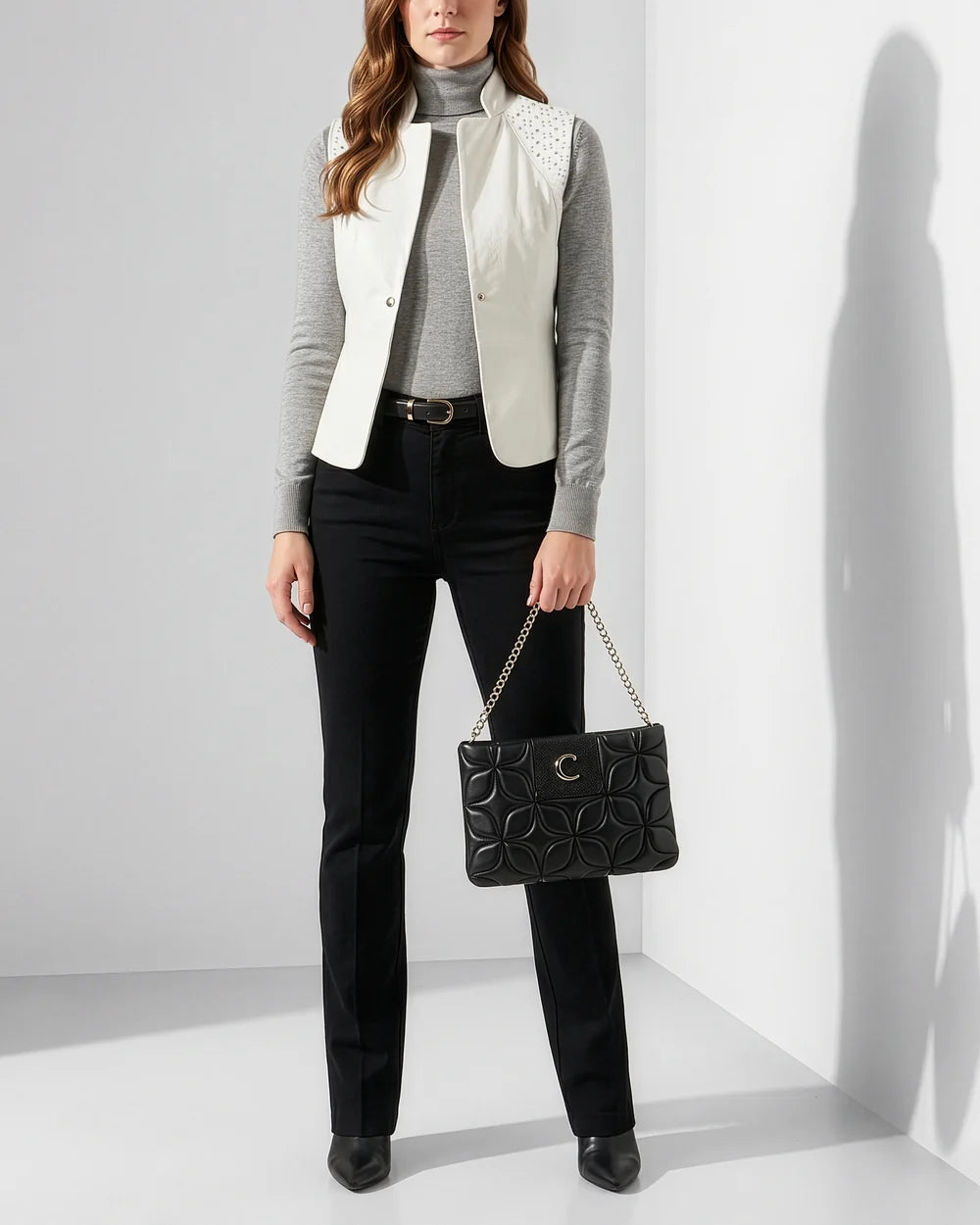 BOD3NMA - Cuadra Black Quilted Stingray Crossbody Bag for Women