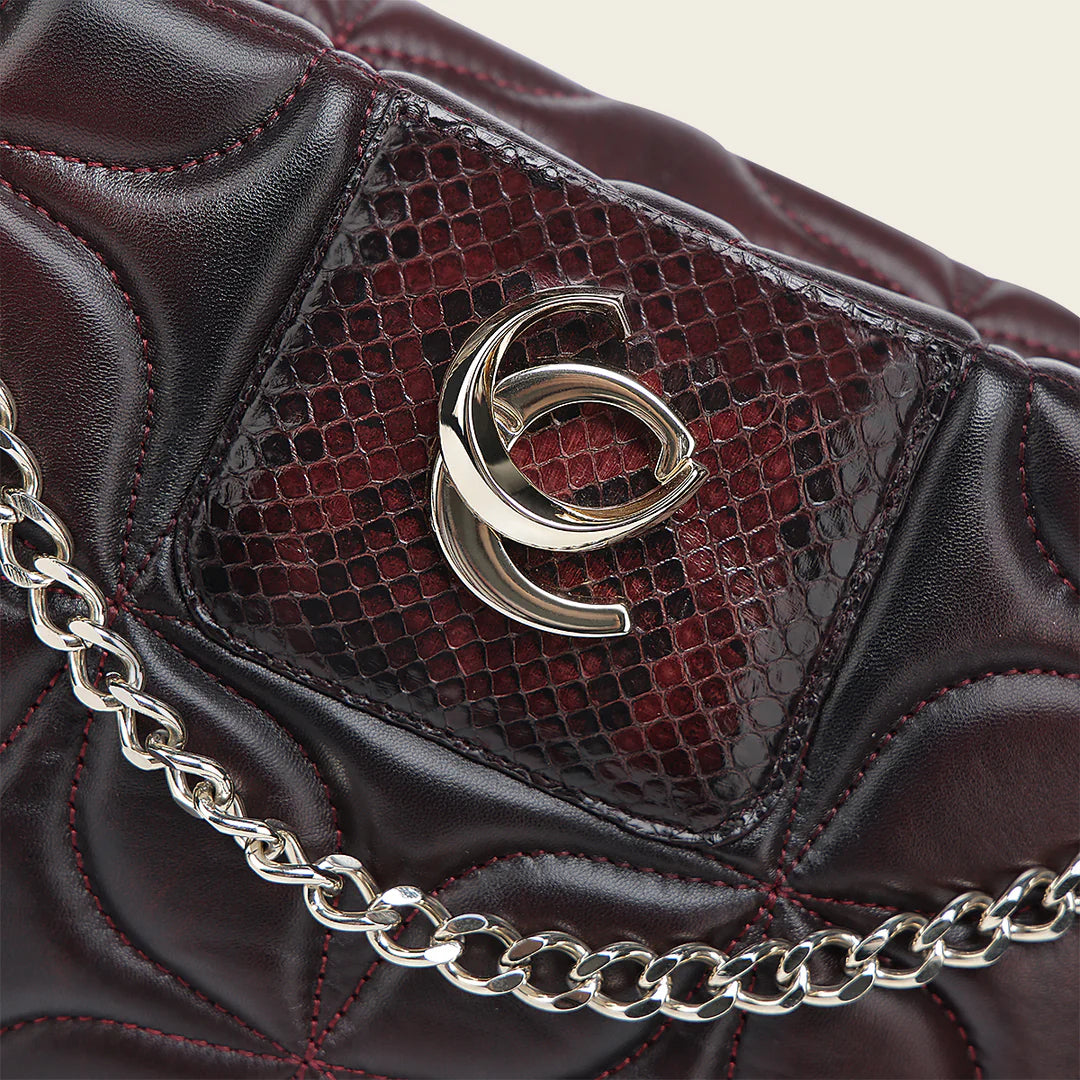 BOD3NPM - Cuadra Wine Dress Fashion Python Skin Purse for Women