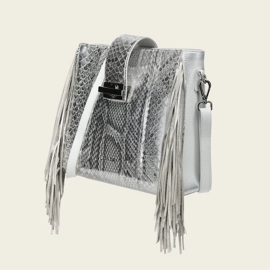 BOD4DPM - Cuadra Silver Fashion Python Skin Tote Bag for Women