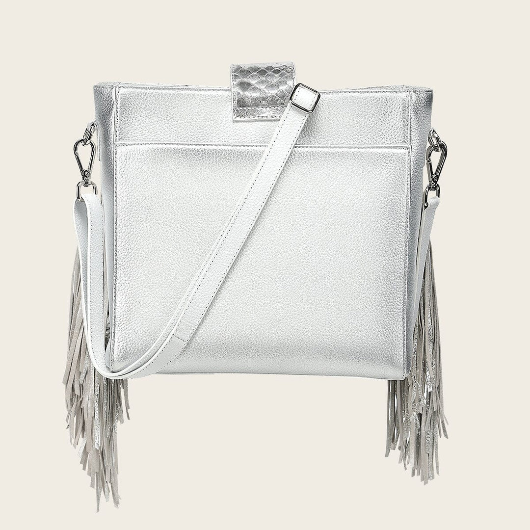 BOD4DPM - Cuadra Silver Fashion Python Skin Tote Bag for Women