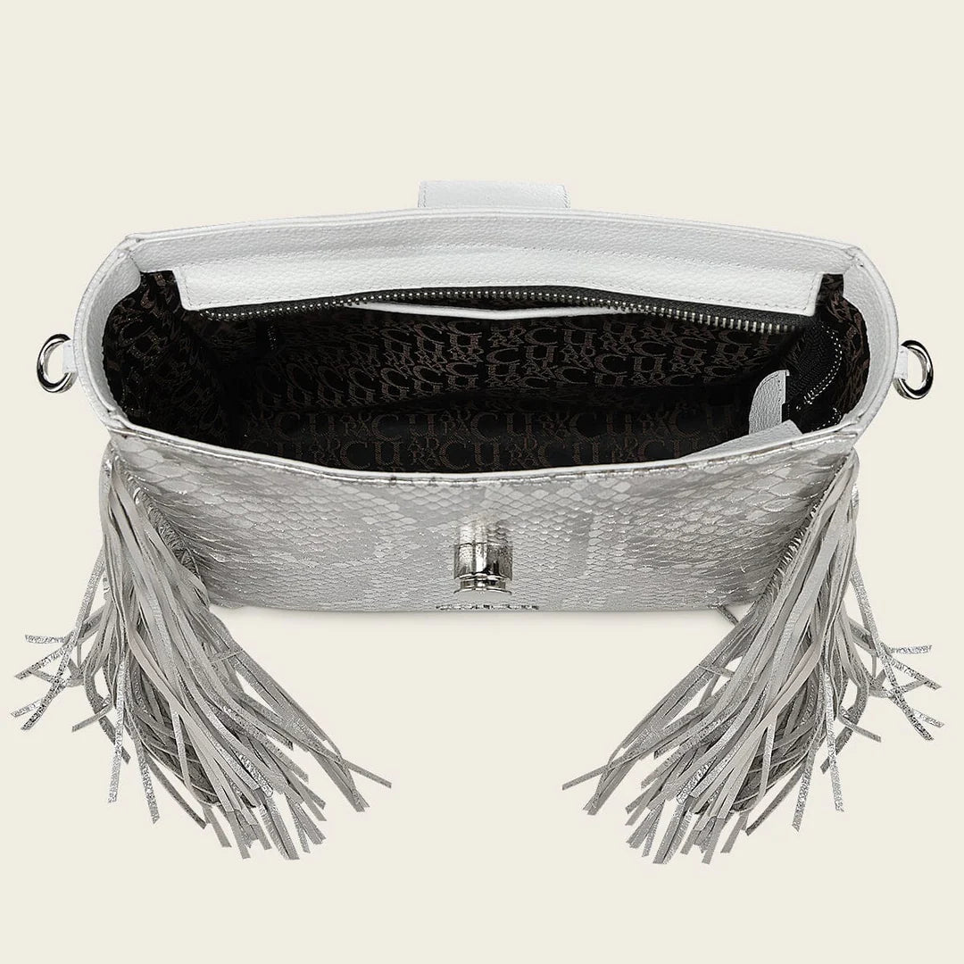 BOD4DPM - Cuadra Silver Fashion Python Skin Tote Bag for Women