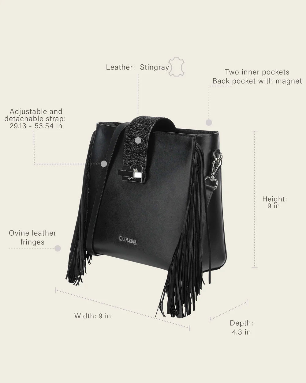 BOD4KMA - Cuadra black dress fashion stingray purse for women