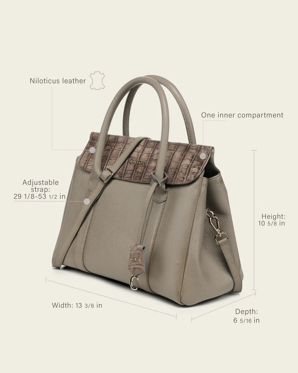 BOD4ONL - Cuadra gray dress fashion niloticus totebag for women