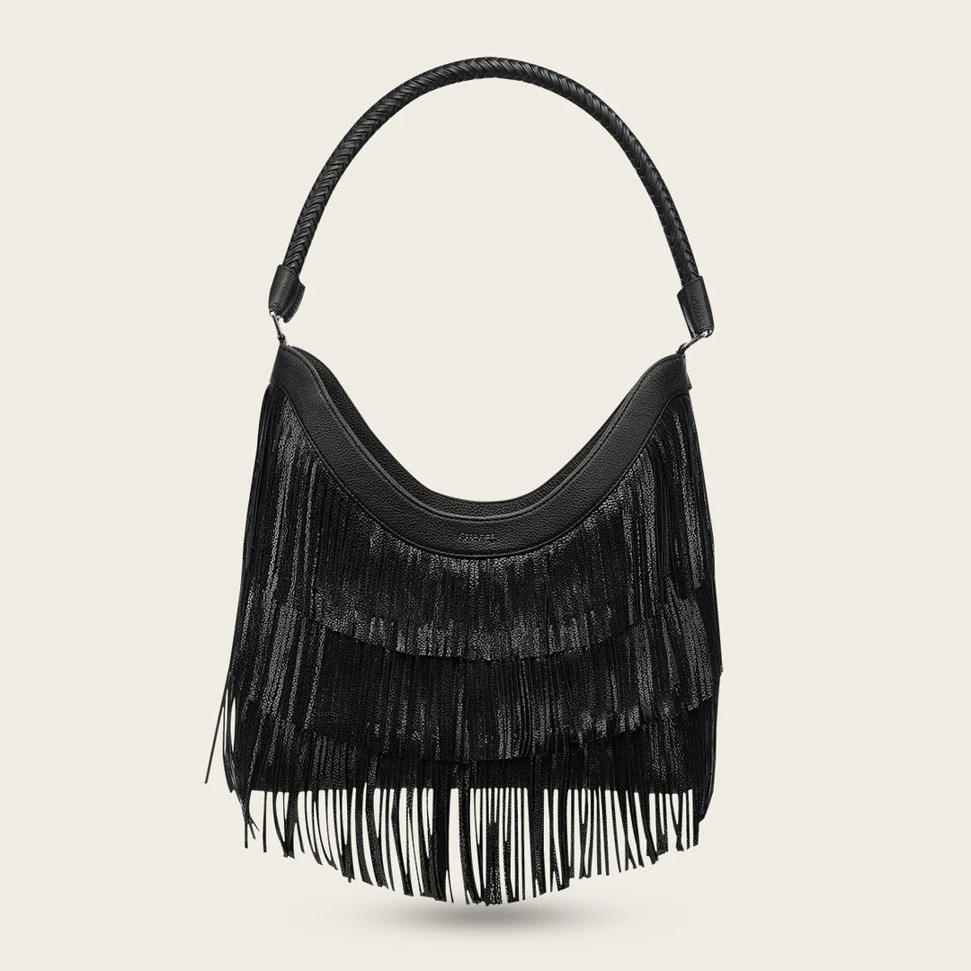 BOD4ZRS - Cuadra black western fringe leather hobo handbag for women