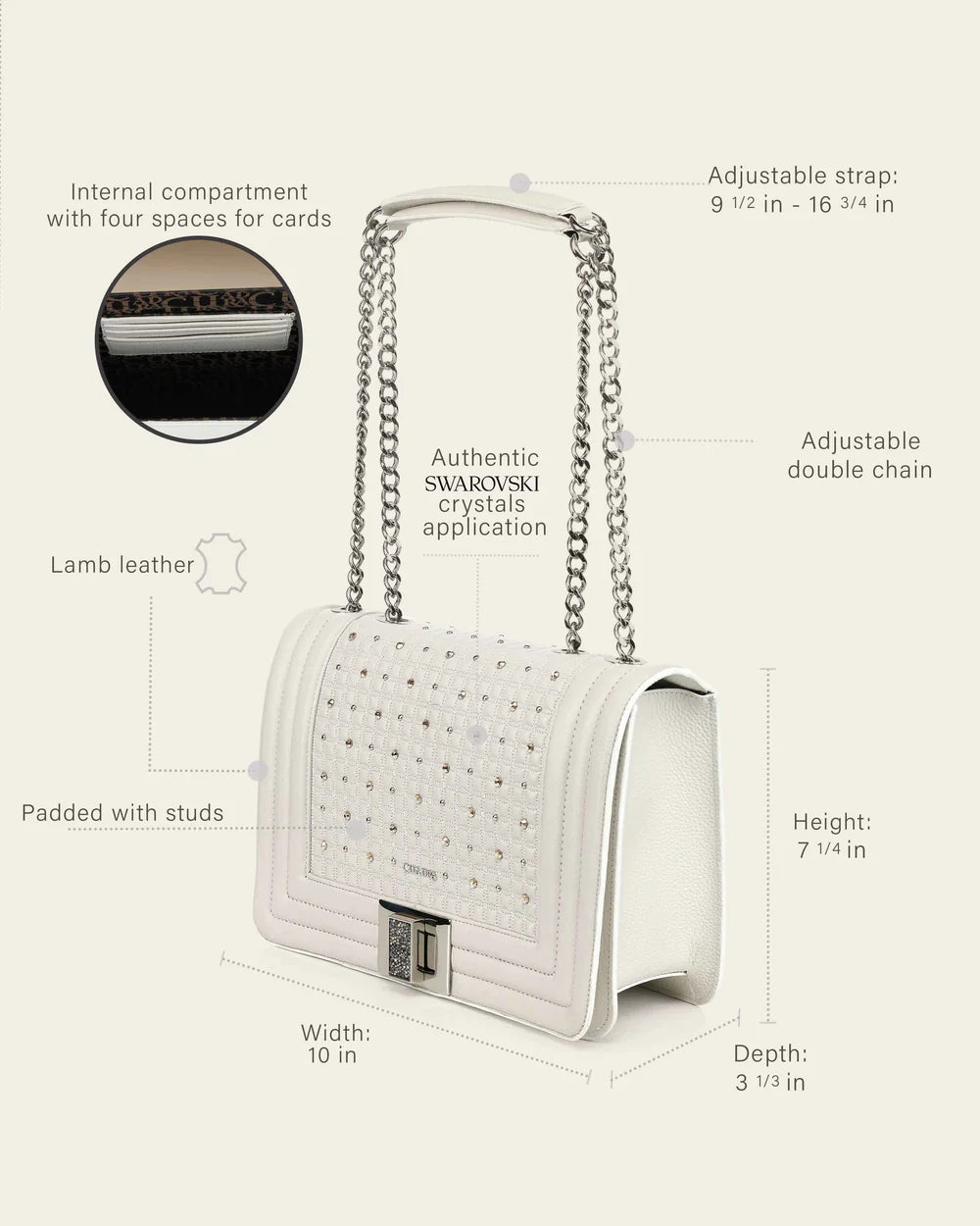 BOD5ACO - White Cuadra Leather Ladies Purse Handbag for Women