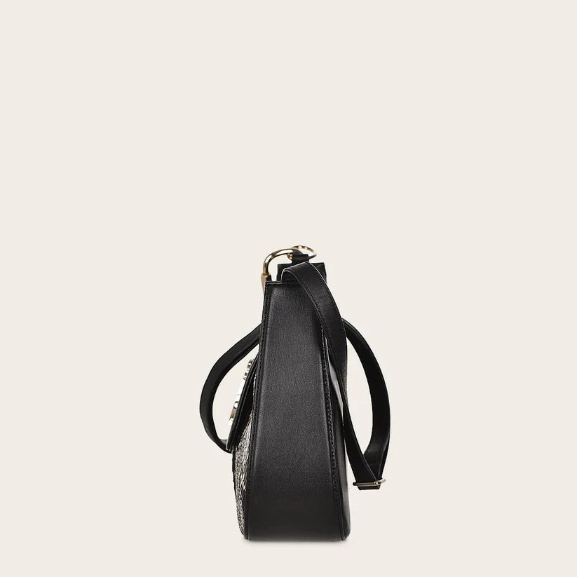 BOD88PI - Cuadra Black Fashion Python Crossbody Bag for Women