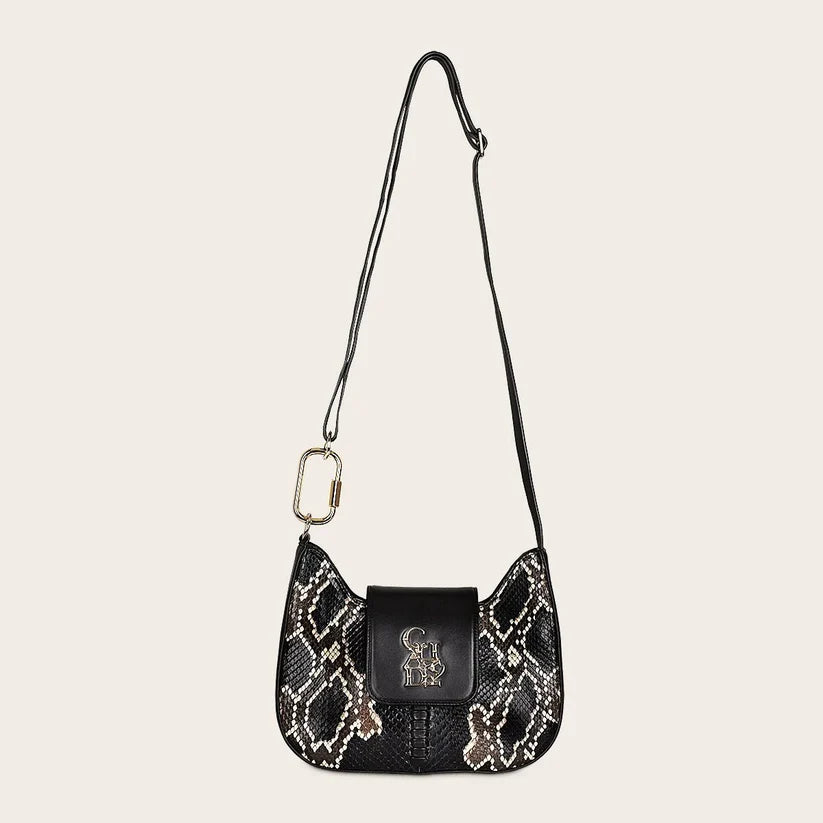 BOD88PI - Cuadra Black Fashion Python Crossbody Bag for Women