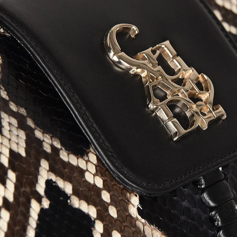 BOD88PI - Cuadra Black Fashion Python Crossbody Bag for Women
