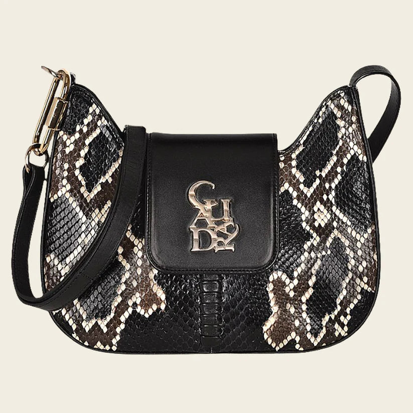 BOD88PI - Cuadra Black Fashion Python Crossbody Bag for Women
