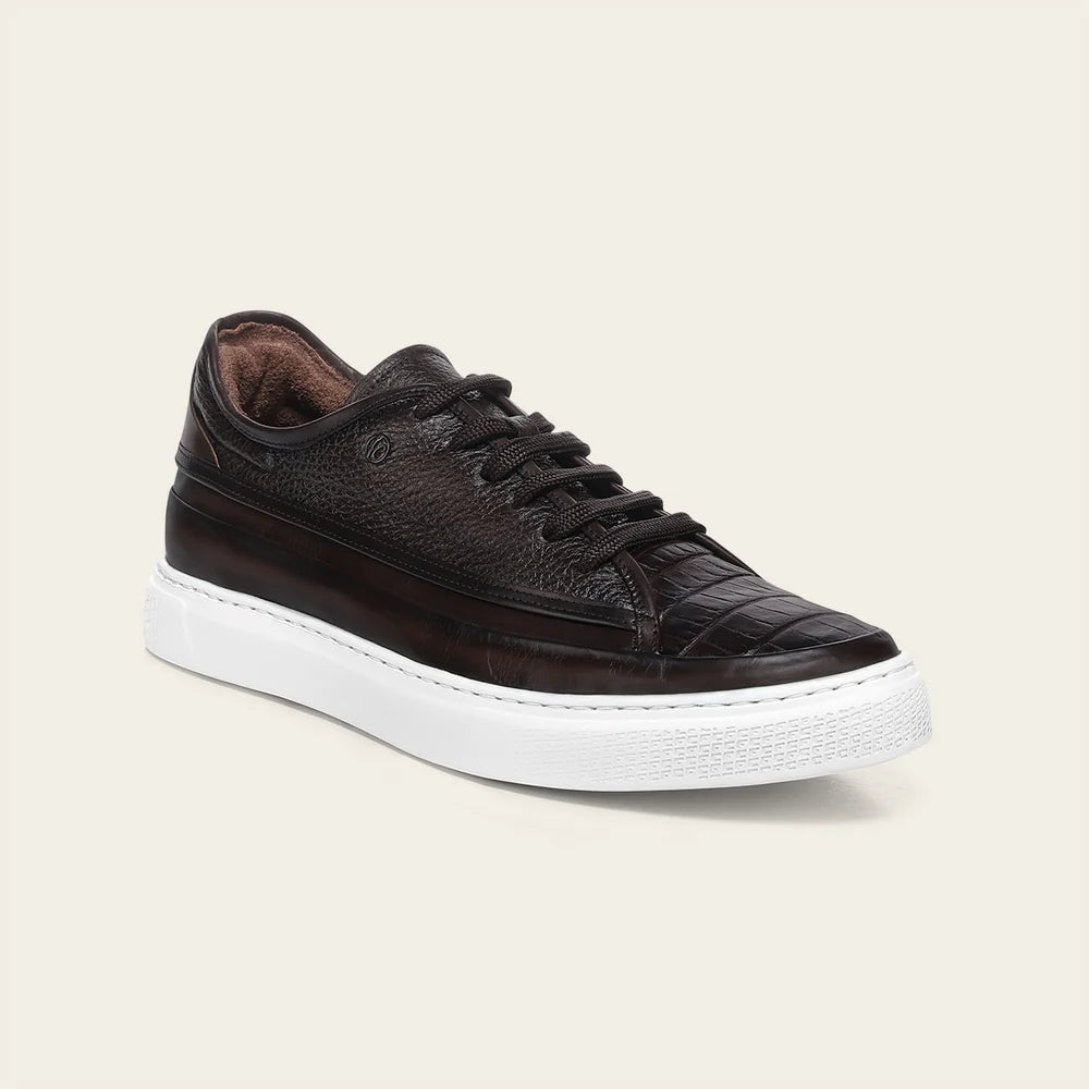 C46LPBI - Cuadra Brown Genuine Alligator Leather Sneakers for Men