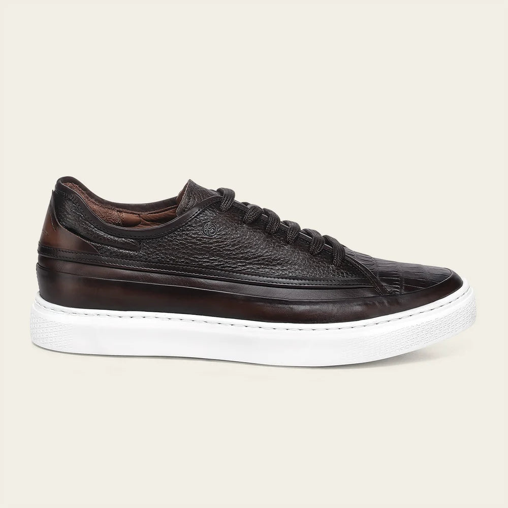 C46LPBI - Cuadra Brown Genuine Alligator Leather Sneakers for Men