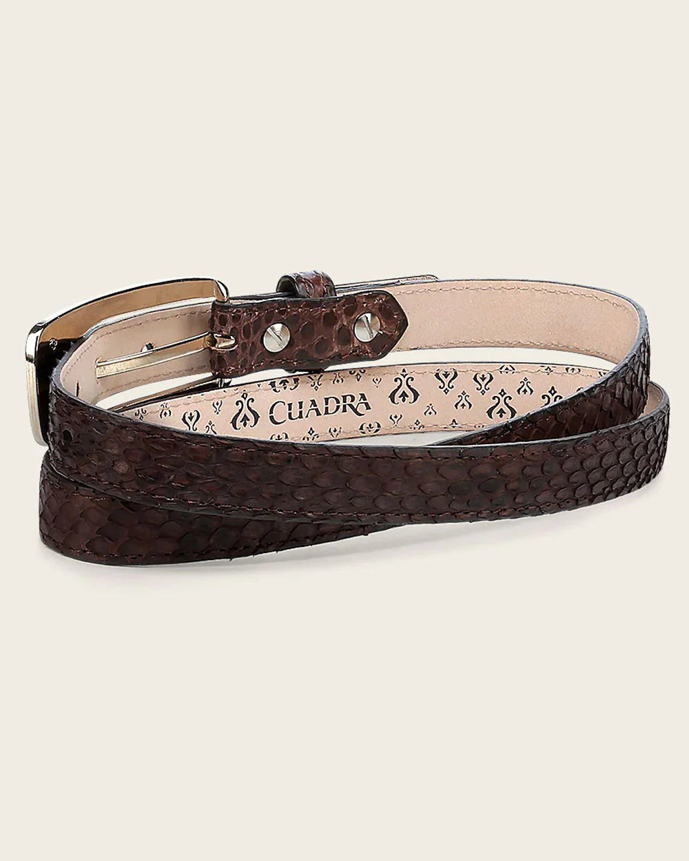 CD54DPI - Cuadra Chocolate Casual Python Belt for Woman